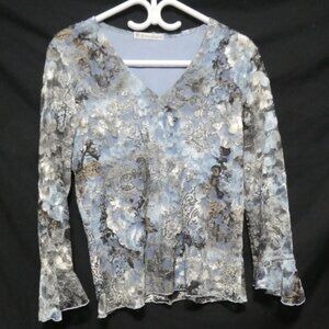 DRESS BARN | Lined Floral Lace V-Neck Blouse